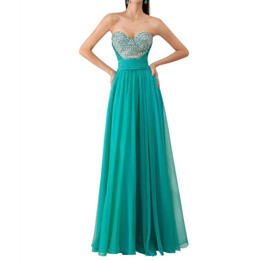NEW ANGELA & ALISON beaded prom dress in teal
